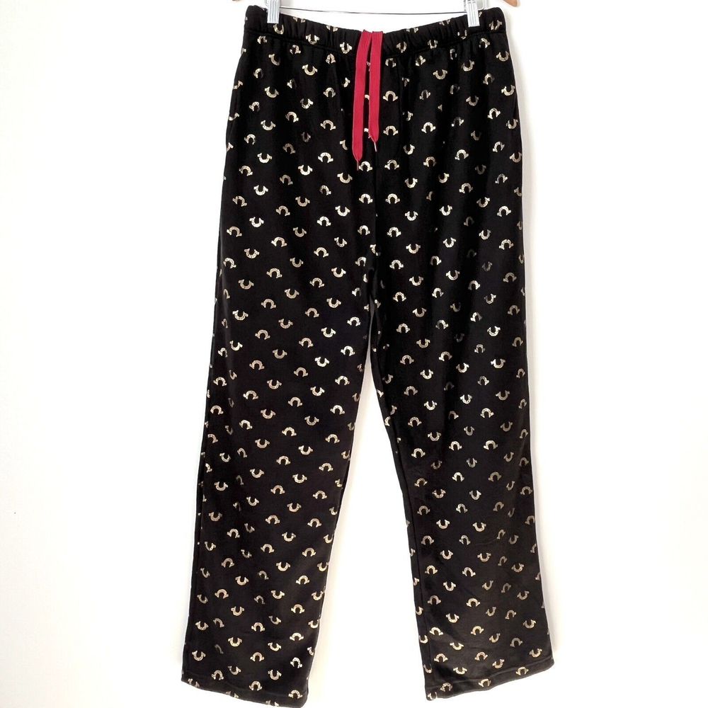 True Religion Mens Loungewear Pants Allover Horseshoe Metallic Print Logo Sz XL